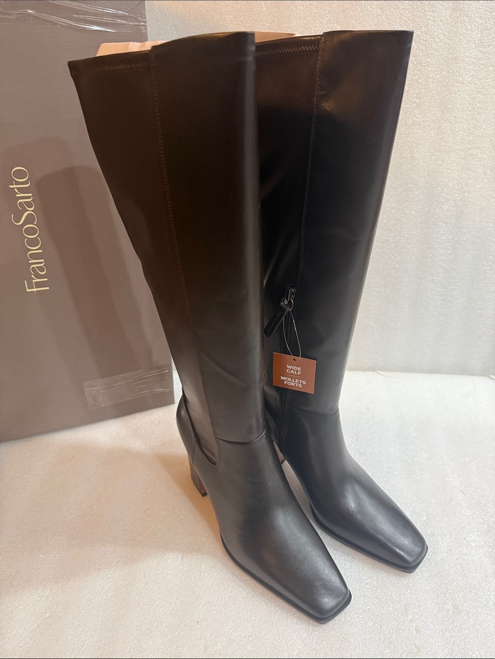 Franco Sarto Women's Jonie Mid Calf Boot Dark Hickory Brown Leather 9 M - Picture 2 of 11
